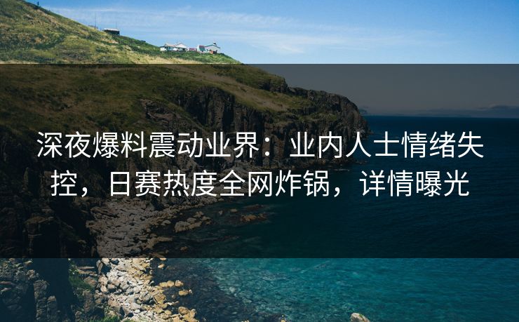 深夜爆料震动业界：业内人士情绪失控，日赛热度全网炸锅，详情曝光